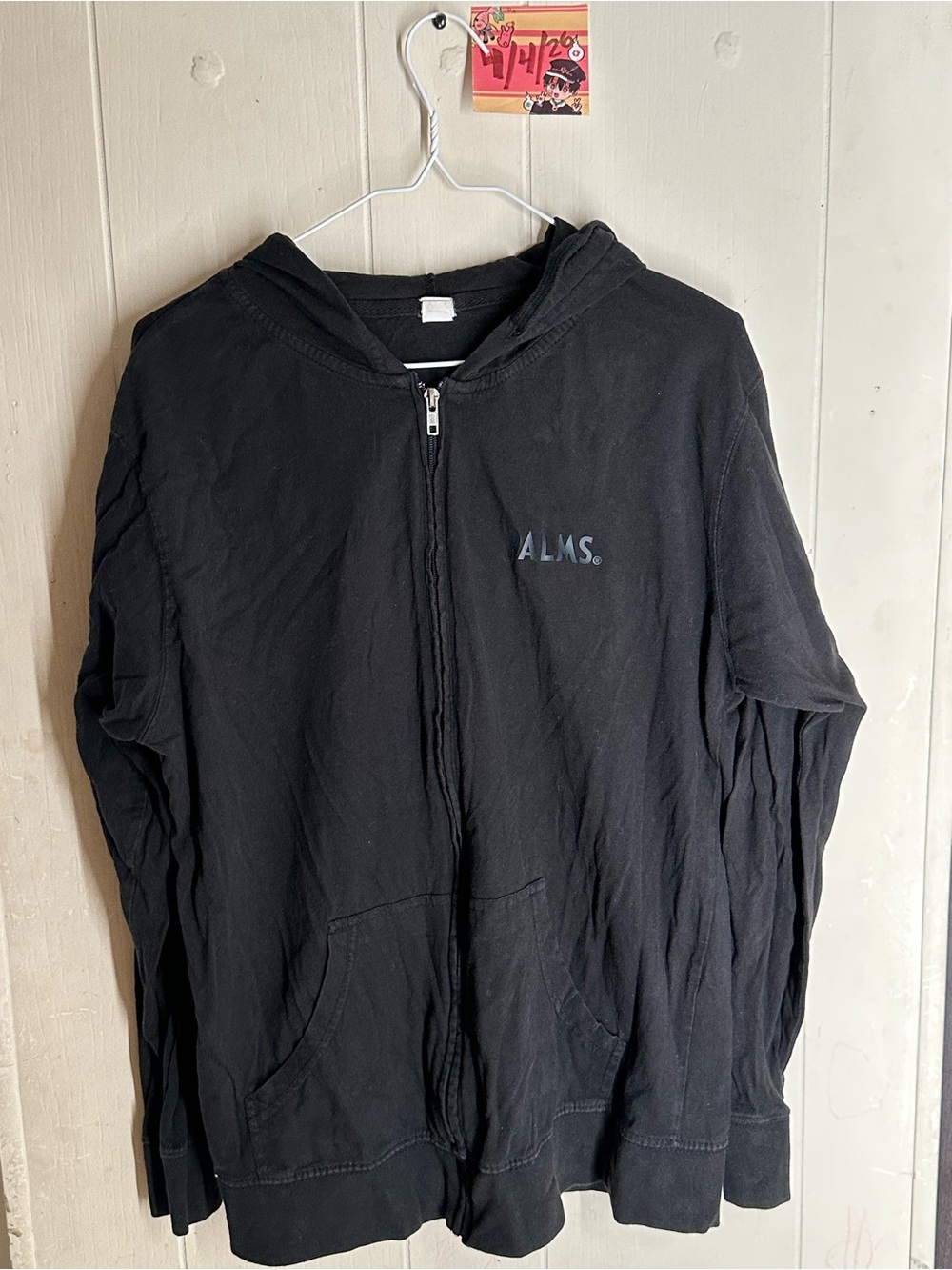 PALMS. Black Zip-Up Hooded Jacket